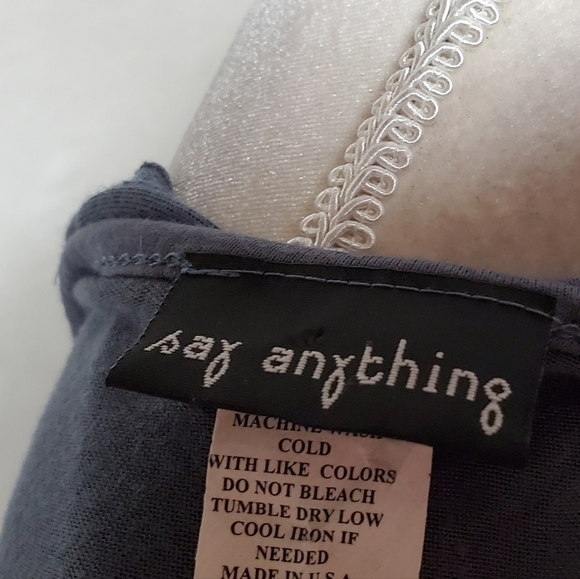 VINTAGE Say Anything Gray Graphic True Love Shines Cropped Split Back Tee - Picture 10 of 12